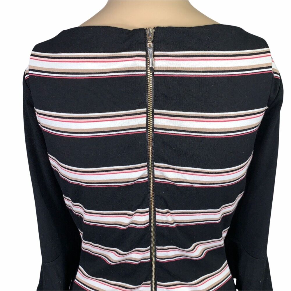 White House Black Market Womens Sheath Dress Bell Sleeve Flippy Hem Stripes Sz 8 - Picture 8 of 15